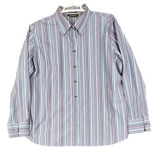 Eddie Bauer Womens XXL Striped Wrinkle Resistant Long‎ Sleeve Button Down Shirt